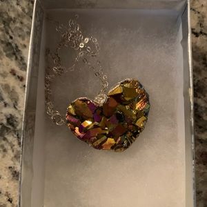 Pink/yellow druzy necklace